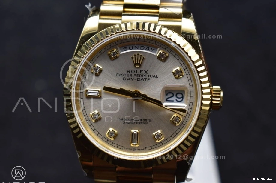 Weight) DayDate 702 QF 36 904L (Gain Square Steel with YG Edition President on vr3255 Silver V5 Bracelet Dial Comfortable Best Diamond 0215